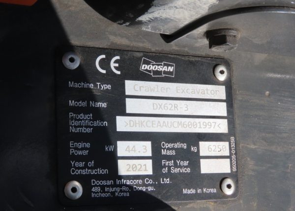 2021 Doosan DX62R-3 - Image 7